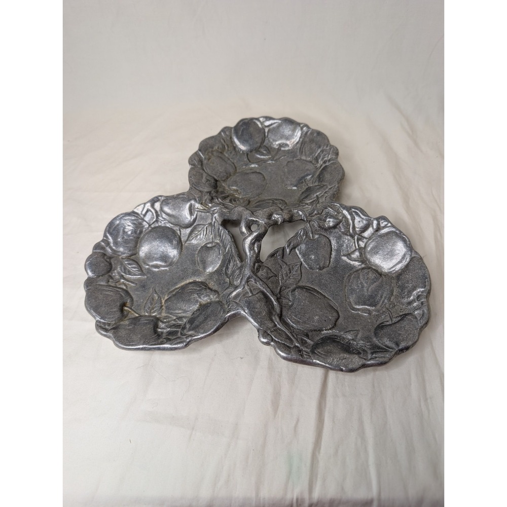 ARTHUR COURT Apple Vine Trio 3 Bowl Handled Serving Relish Candy Tray Plate 1993